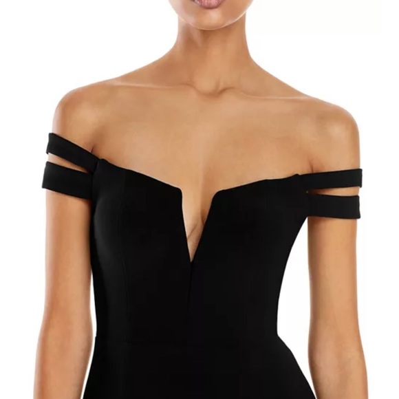 Aqua off shoulder gown - Picture 2 of 7